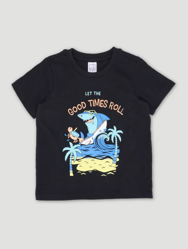 Pre-Boys Shark Surf Tee - Black sold by Edgars