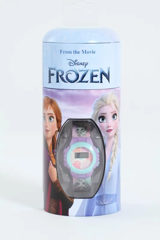 Pre-Girls Frozen Tin Watch Set - Blue sold by Edgars