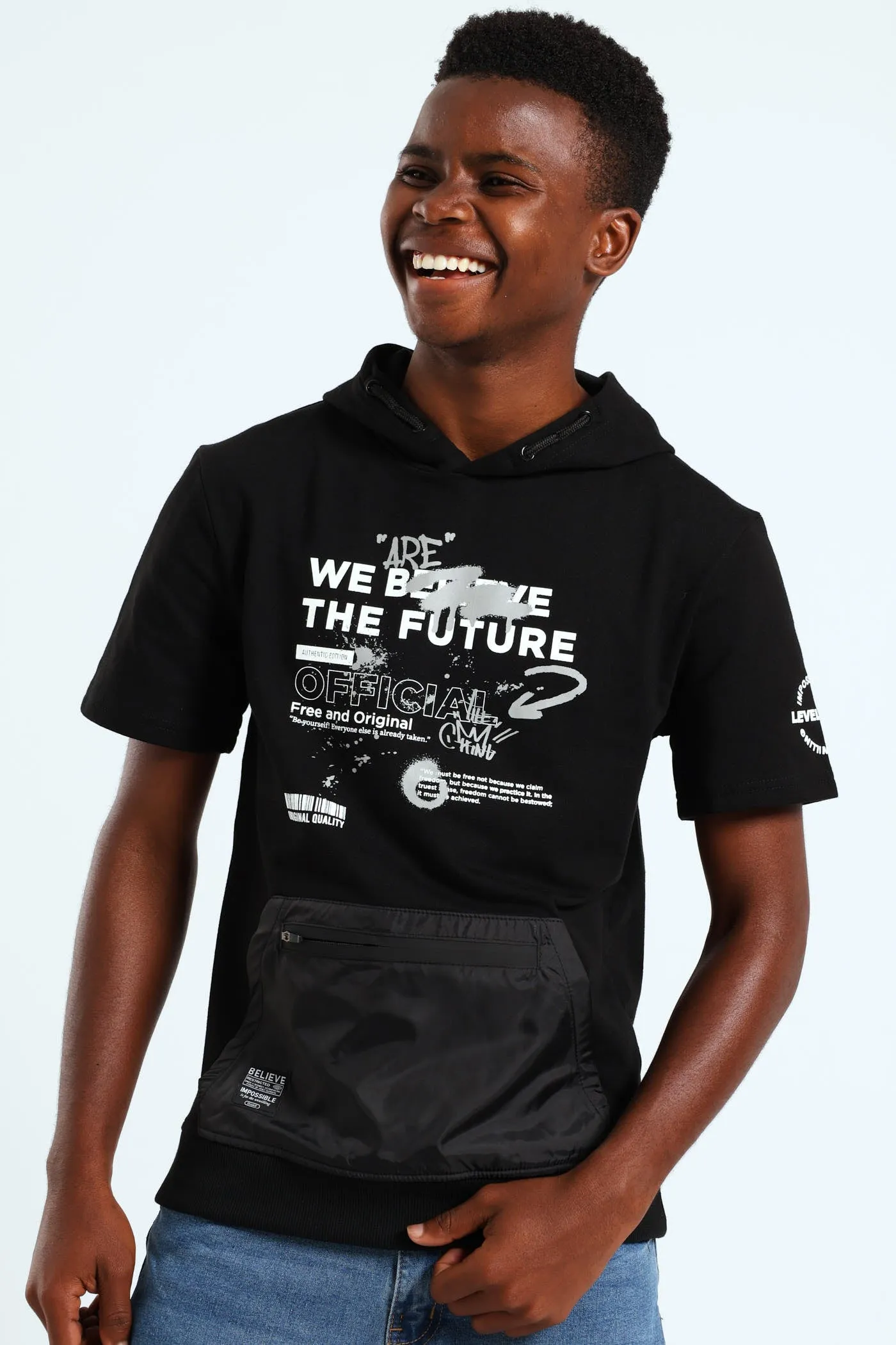 Boys Contrast Pocket Fleece Top - Black sold by Edgars