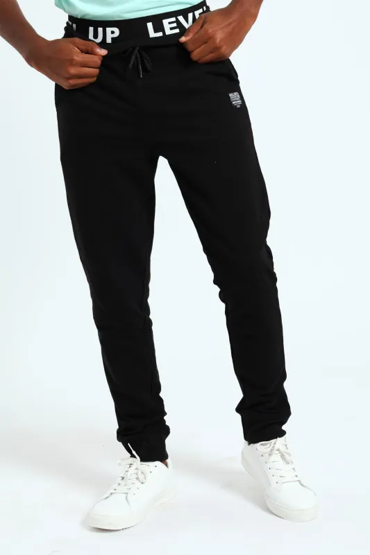 Boys Elastic Waist Fleece Bottoms - Black sold by Edgars