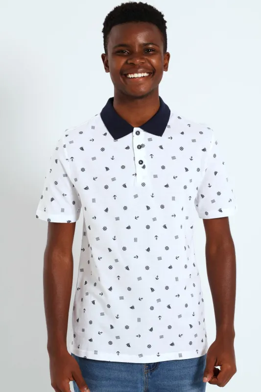 Boys Nautical Golfer - White sold by Edgars 