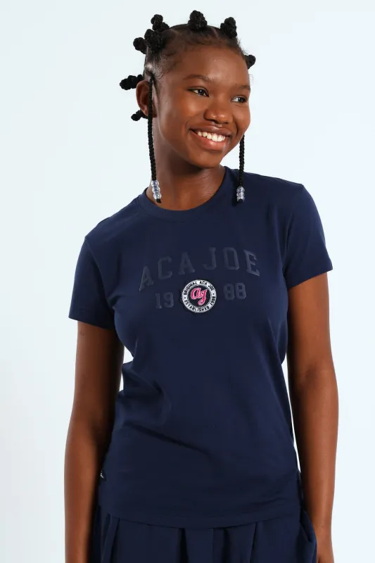 Girls Embroidery Tee - Navy/Blue sold by Edgars