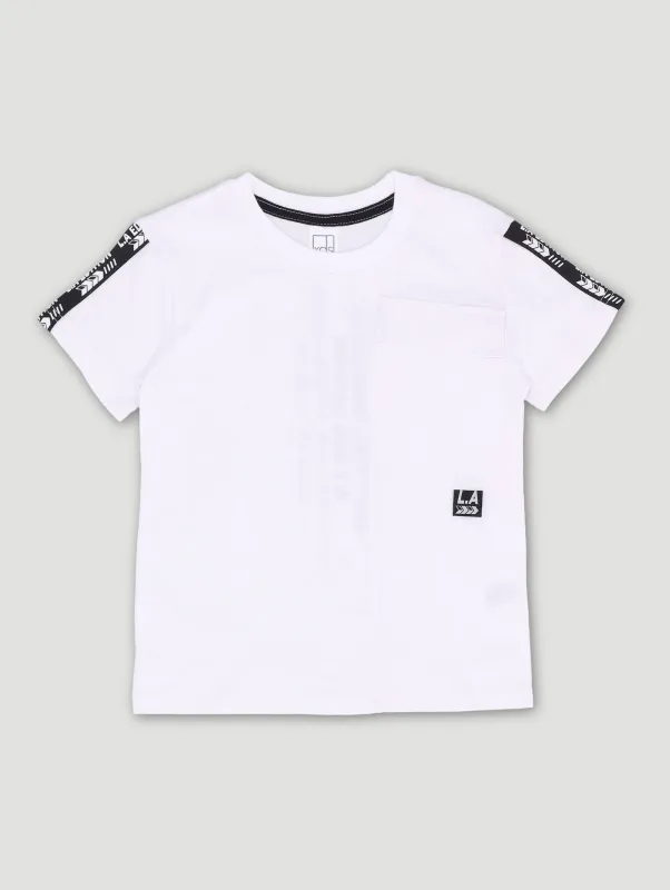 Pre-Boys Tape Print Tee - White sold by Edgars