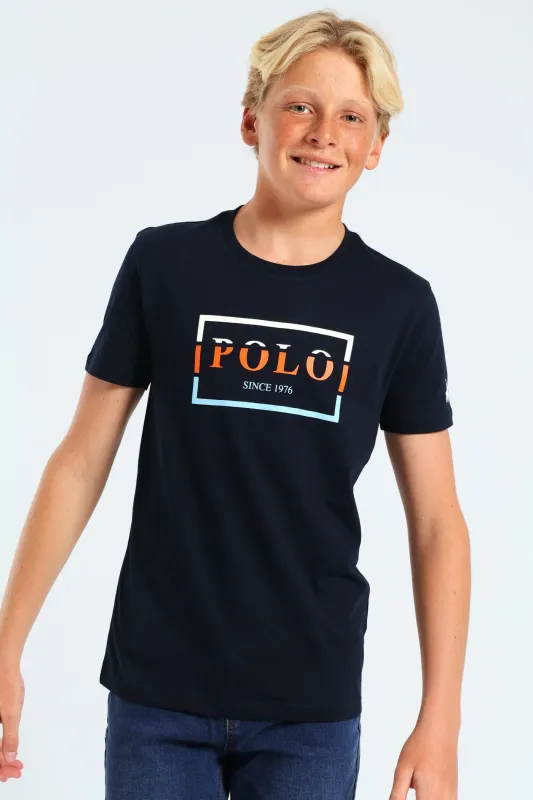 Boys Embossed Tee - Navy sold by Edgars