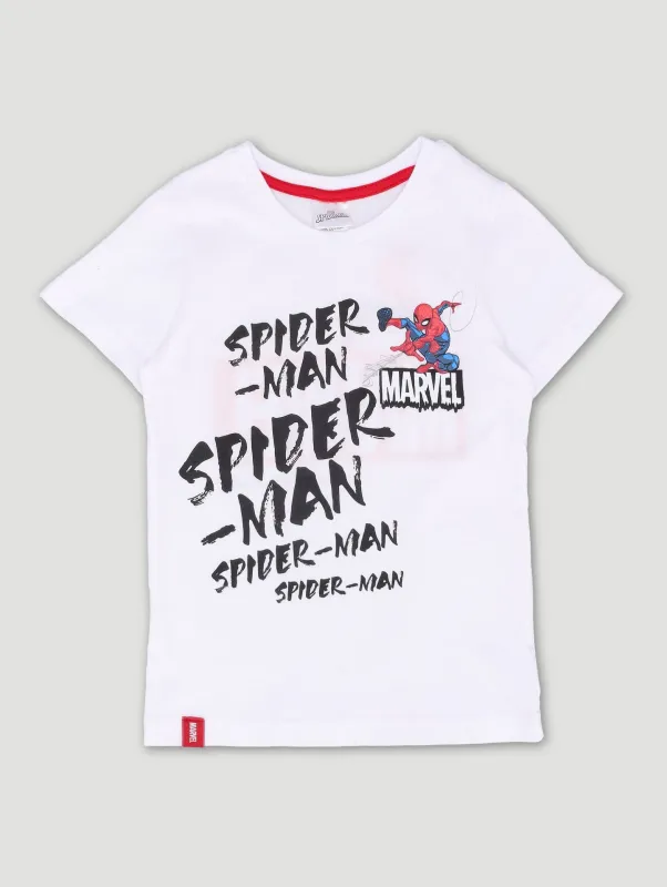 Pre-Boys Spiderman Front And Back Tee - White sold by Edgars