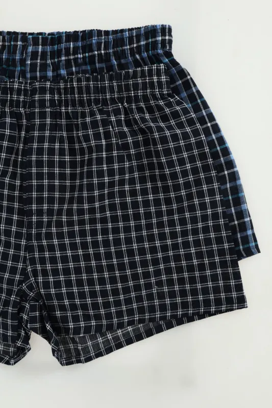 Boys 2 Pack Check Woven Boxers - Multi sold by Edgars
