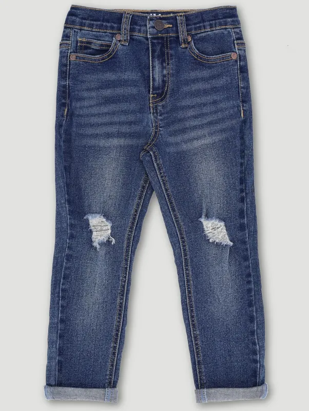 Pre-Boys Rip & Repair Denim Jean - Dark Blue sold by Edgars