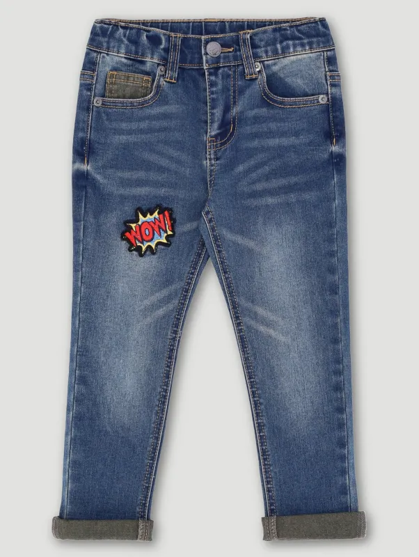 Pre-Boys Patch Denim Jean - Mid Blue sold by Edgars