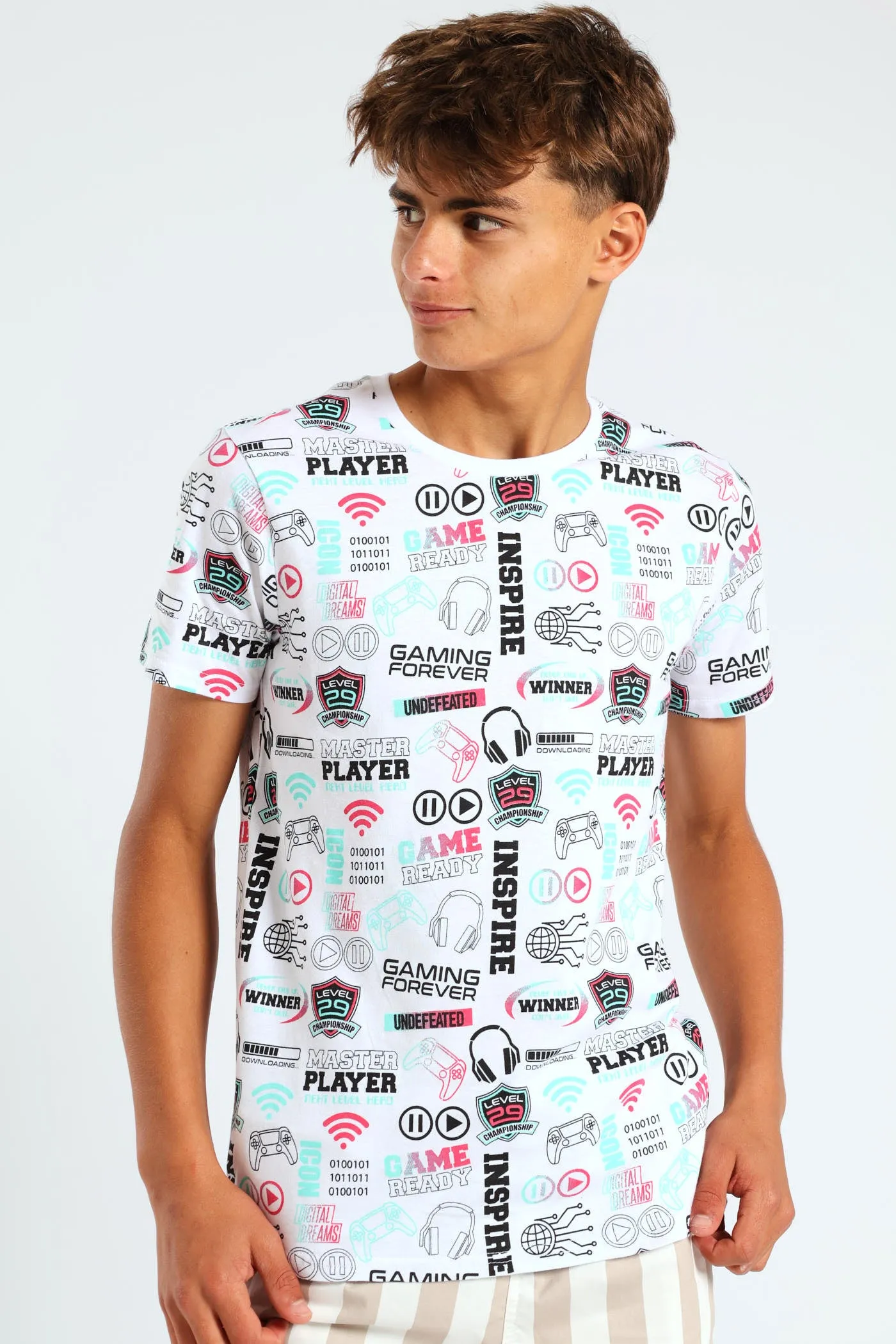 Boys Music Gamer Tee - White sold by Edgars
