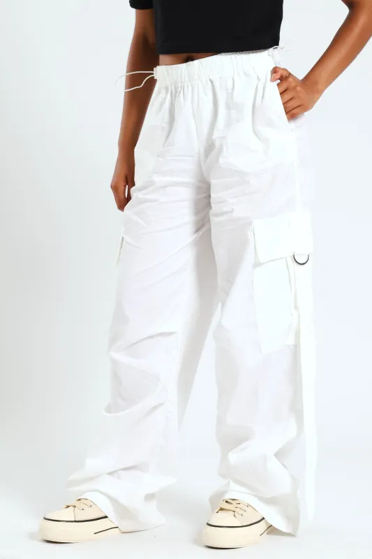 Girls Belted Parachute Pants - White sold by Edgars