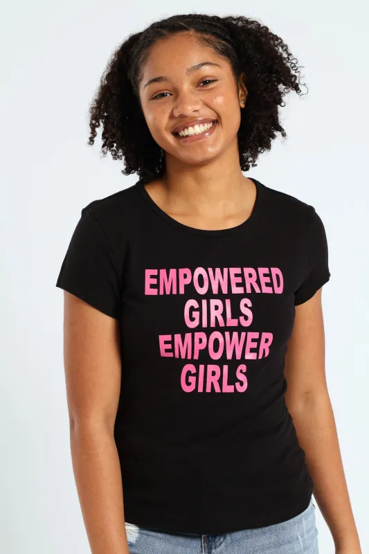 Girls Regular Empowered Tee - Black sold by Edgars
