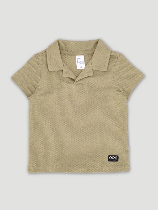 Pre-Boys Textured Johnny Shirt - Stone sold by Edgars
