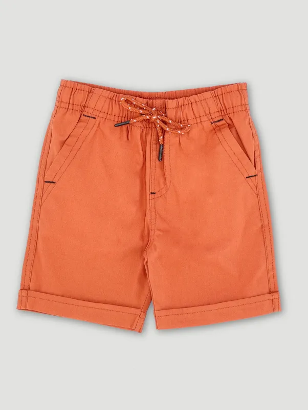 Pre-Boys Mock Turnup Shorts - Rust sold by Edgars