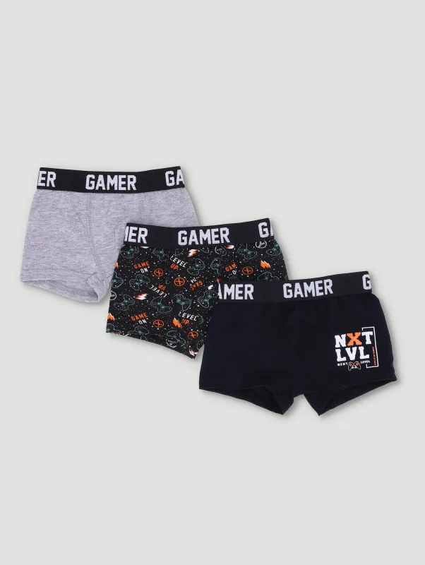 Pre-Boys 3 Pack Gamer Boxers - Black sold by Edgars