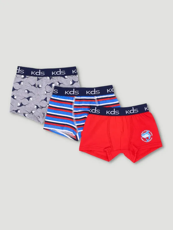 Pre-Boys 3 Pack Sea Creatures Boxers - Red sold by Edgars 