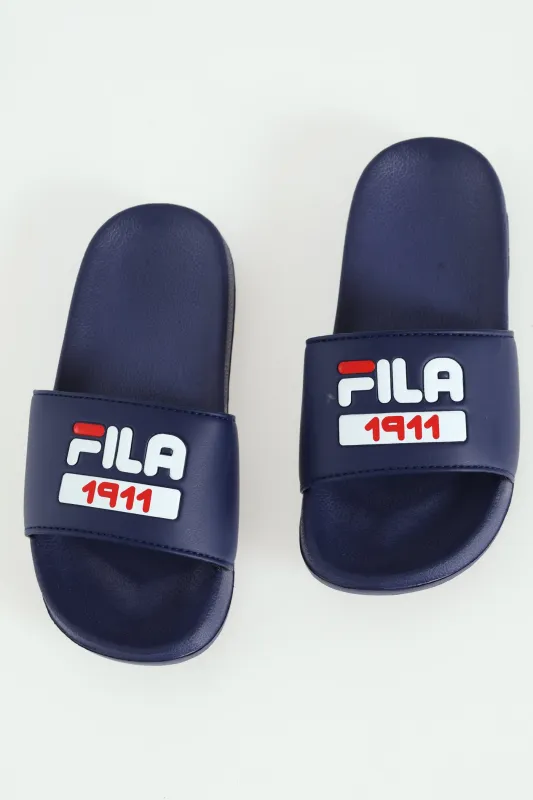 Boys Italy Slide - Navy/Red made by Fila