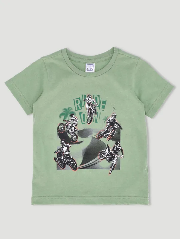 Pre-Boys Jump Bikes Tee - Mid Green sold by Edgars
