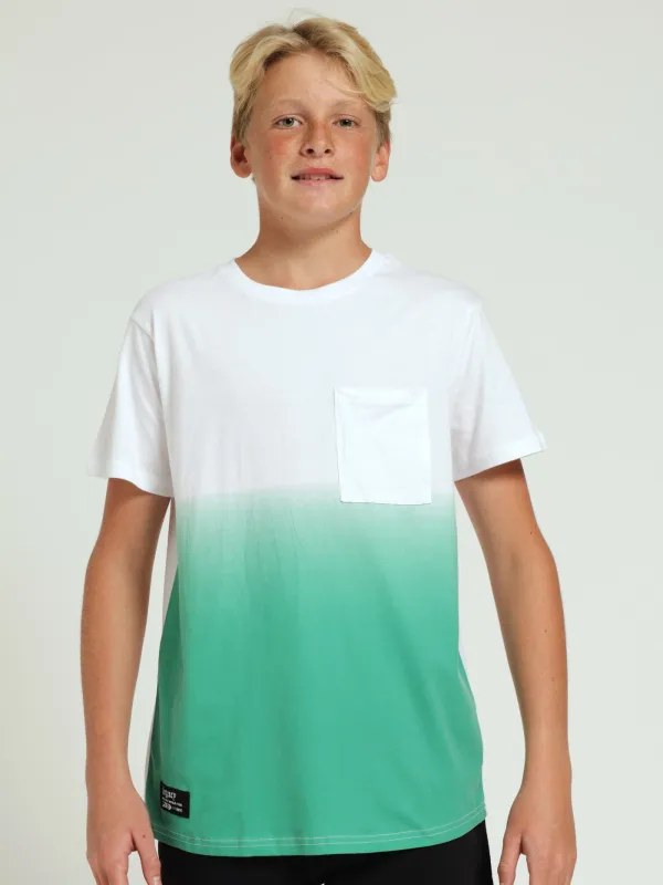 Boys Green Ombre Tee - White sold by Edgars