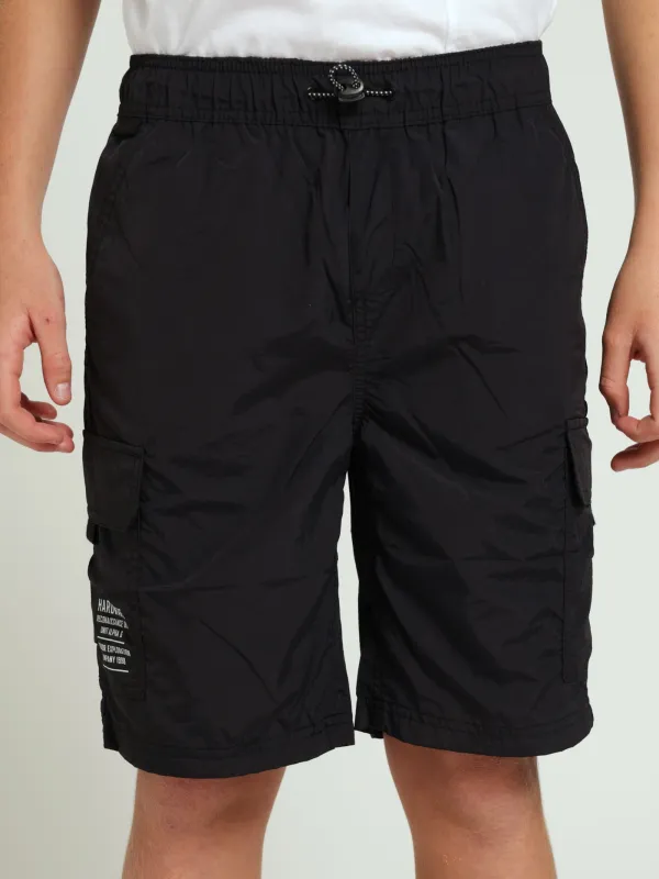 Boys Parachute Shorts - Black sold by Edgars