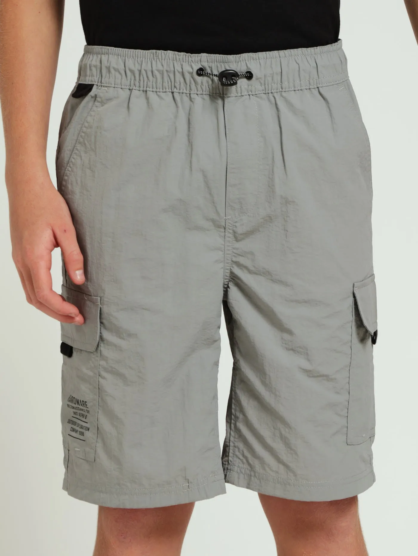 Boys Parachute Shorts - Grey sold by Edgars