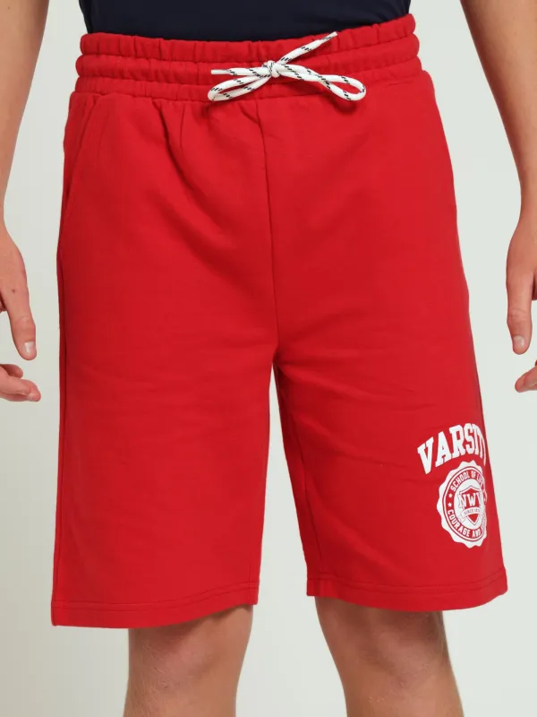 Boys Varsity Print Shorts - Red sold by Edgars
