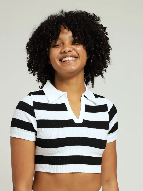 Girls Stripe Seamless Golfer - Black/White sold by Edgars