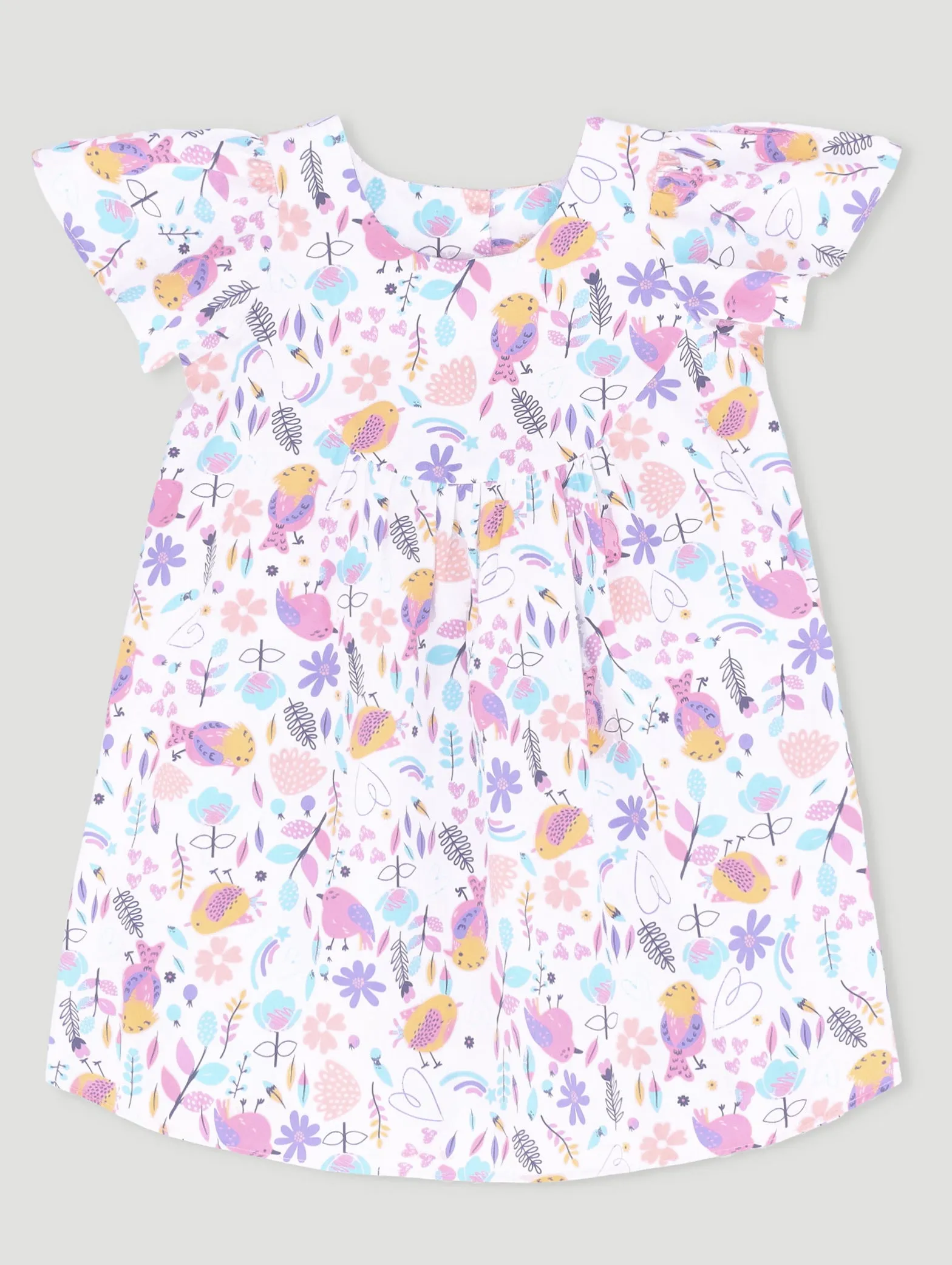 Pre-Girls Bird Print Dress - White sold by Edgars