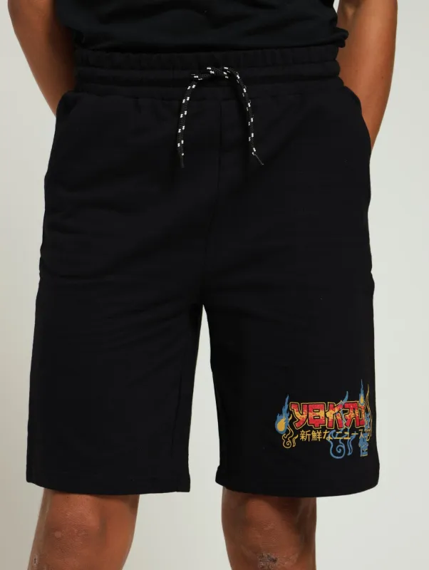 Boys Anime Printed Shorts - Black sold by Edgars