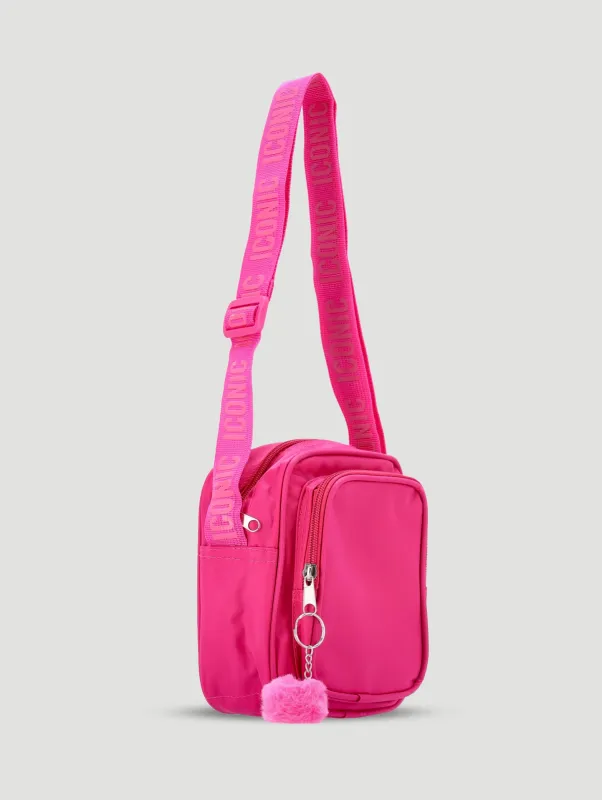 Girls Nylon Canvas Crossbody Bag - Pink sold by Edgars
