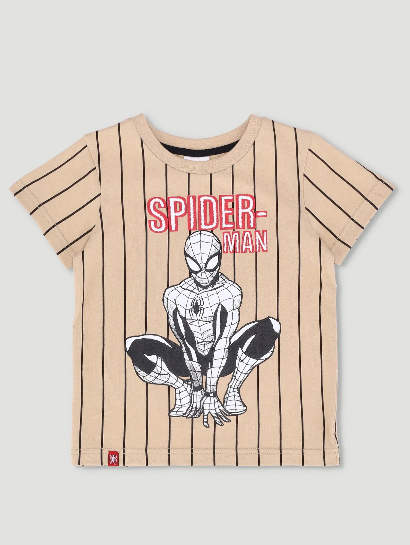 Pre-Boys Spiderman Stripe Tee - Stone sold by Edgars