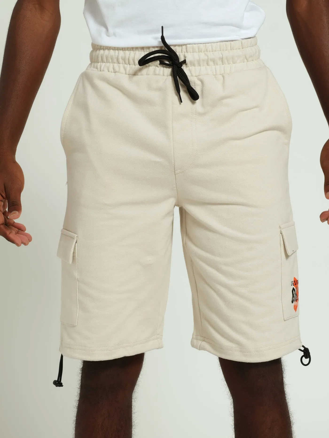 Boys Cargo Fleece Shorts - Stone sold by Edgars