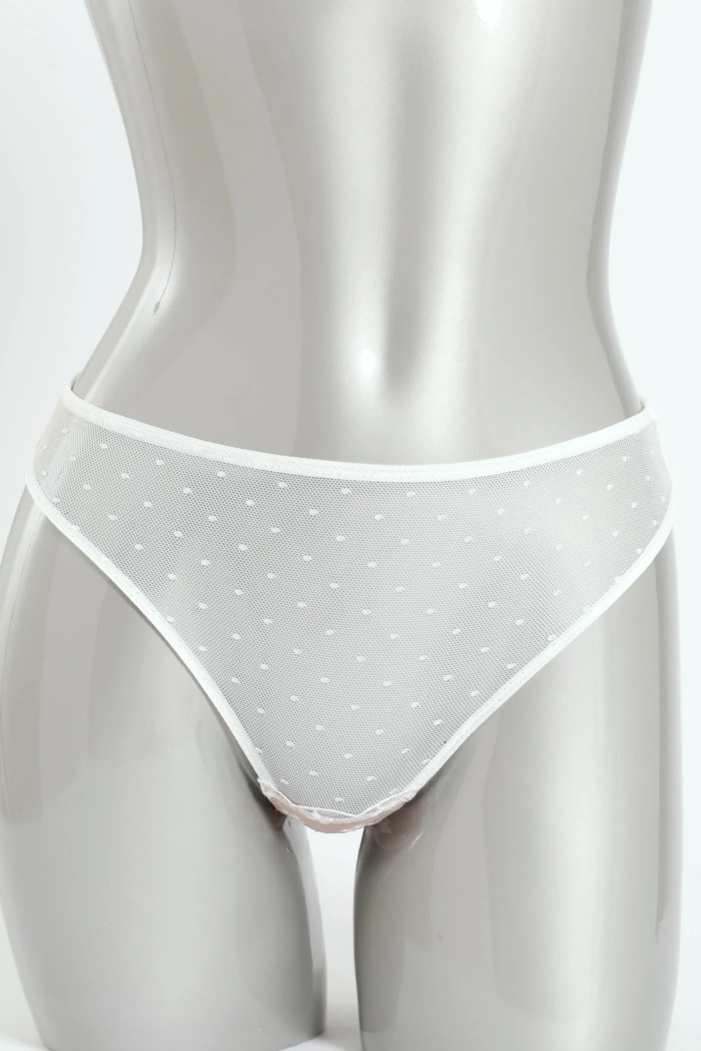 Mesh G-String With Bow - Cafe Au Lait/White sold by Edgars