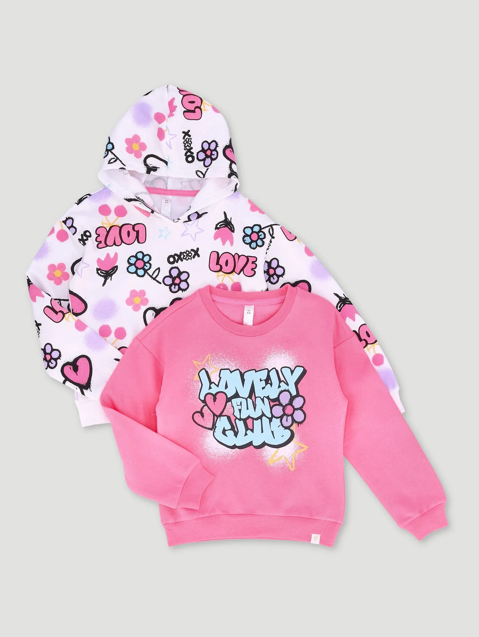 Pre-Girls 2 Pack Grafitti Print Tracktops - White/Pink sold by Edgars