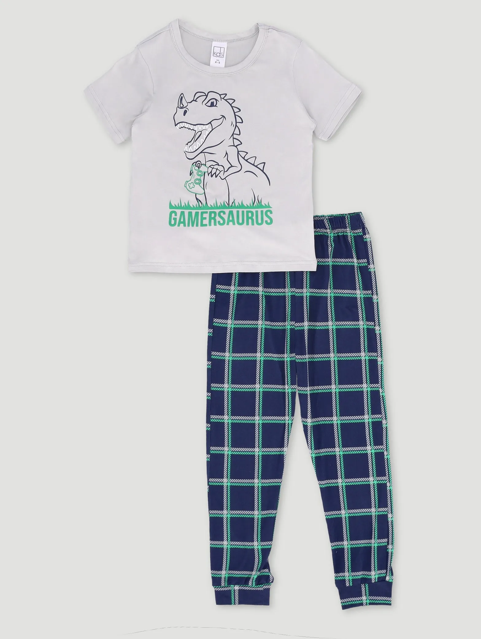 Pre-Boys Check Top & Bottom Sleep Set - Grey sold by Edgars