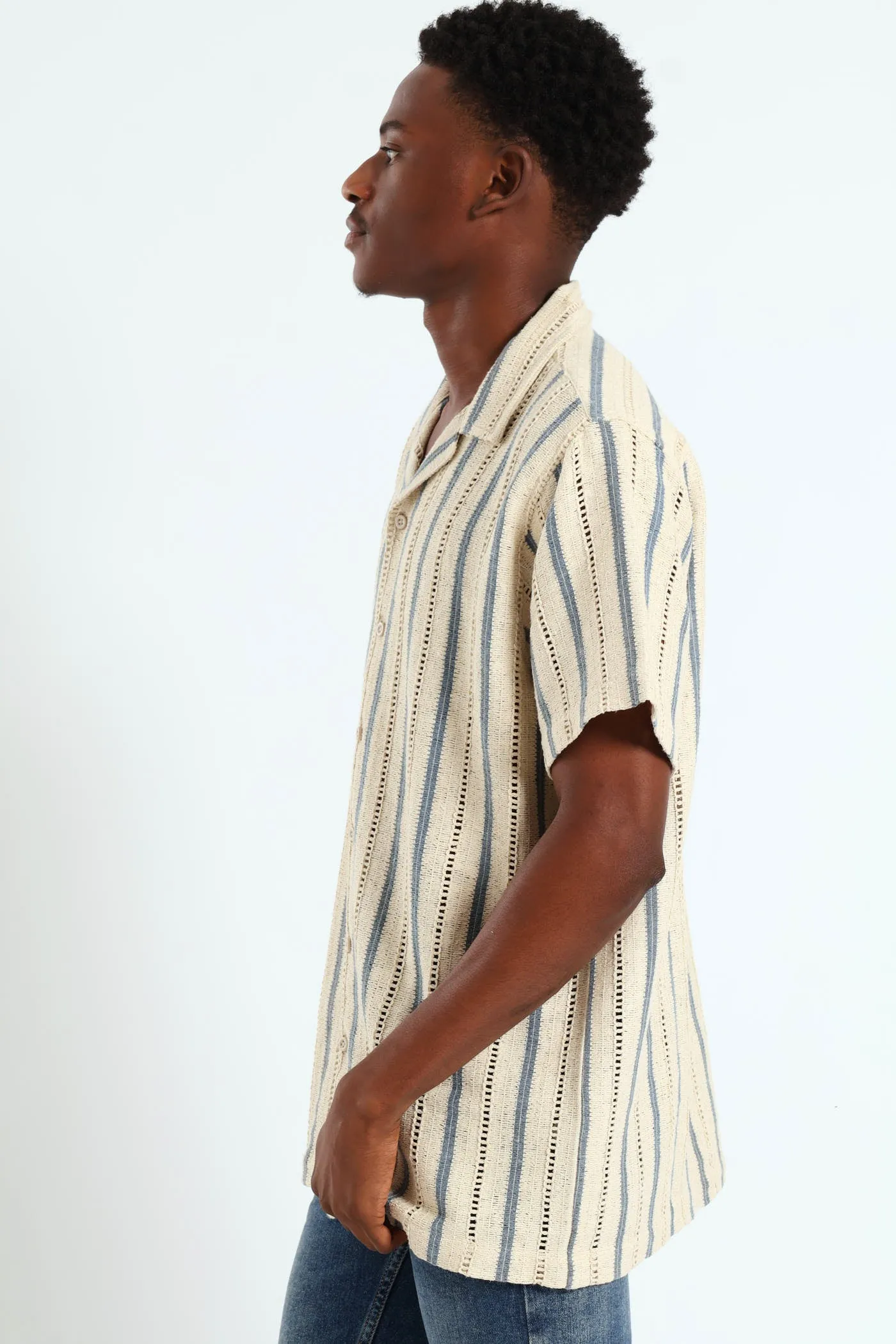 Crochet Stripe Shirt - Stone sold by Edgars product image thumbnail 3