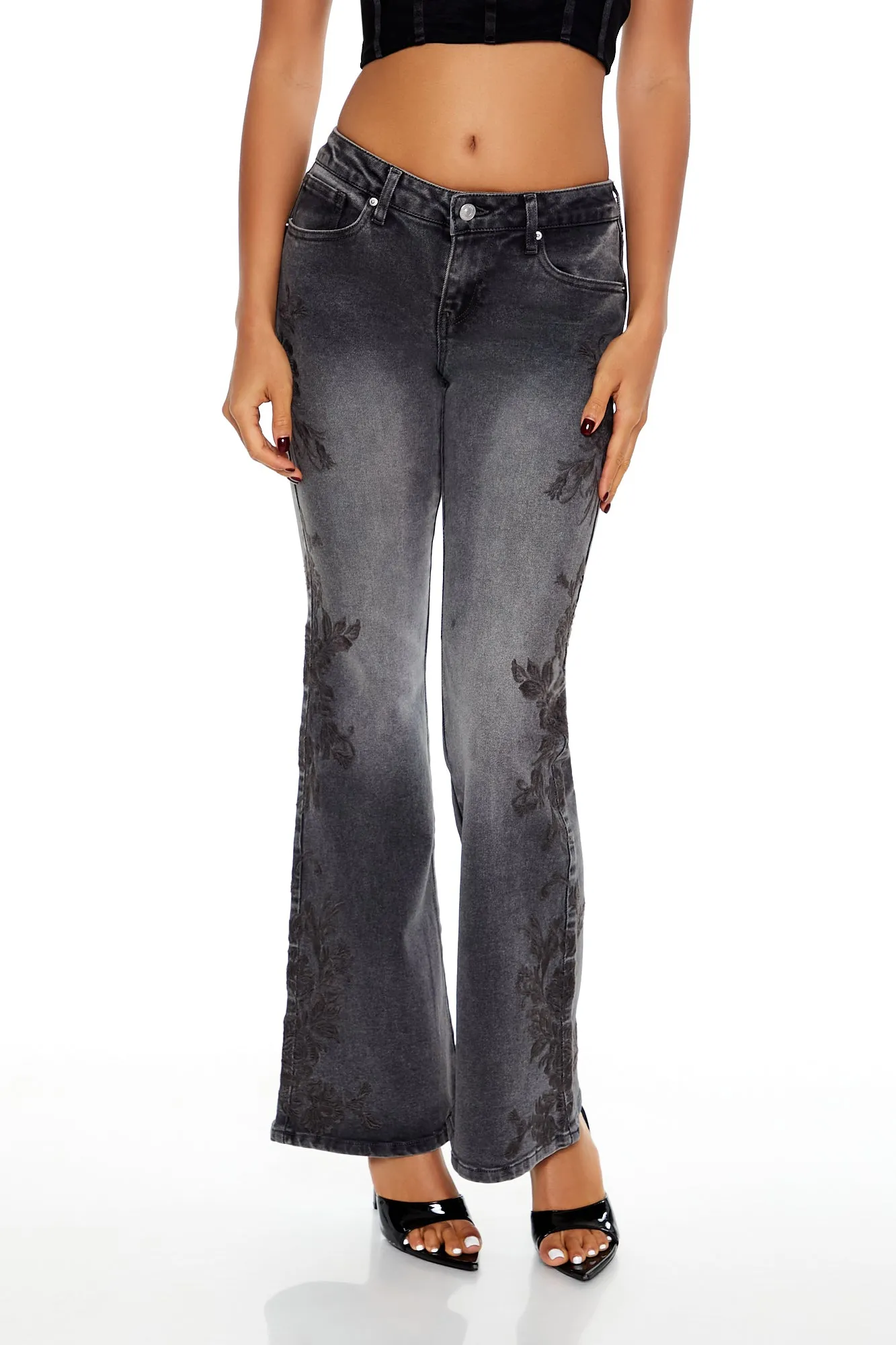 Low Rise Flare Leg Denim - Black sold by Edgars