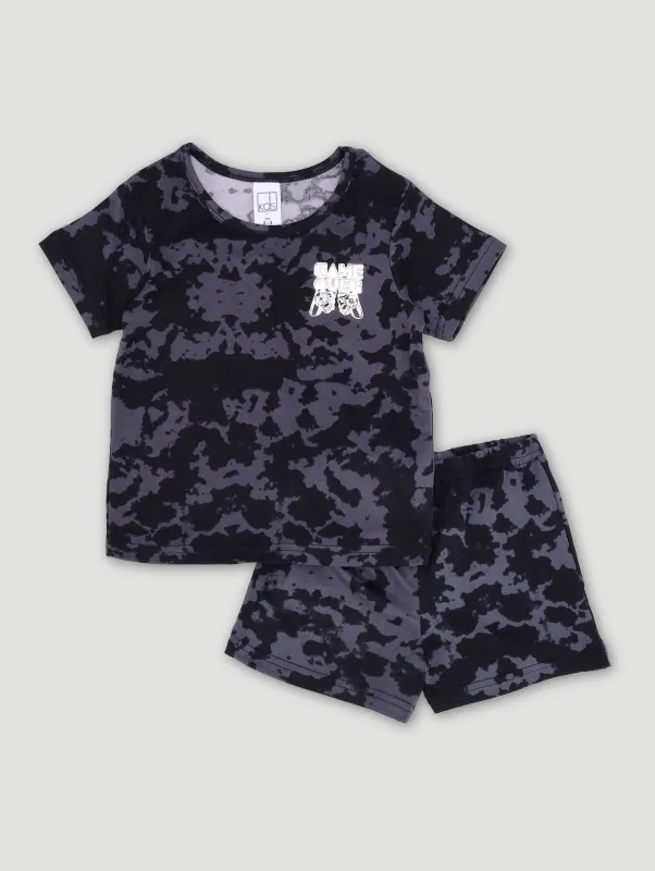 Pre-Boys Ditsy Tie Dye Summer Sleep Set - Charcoal made by Edgars