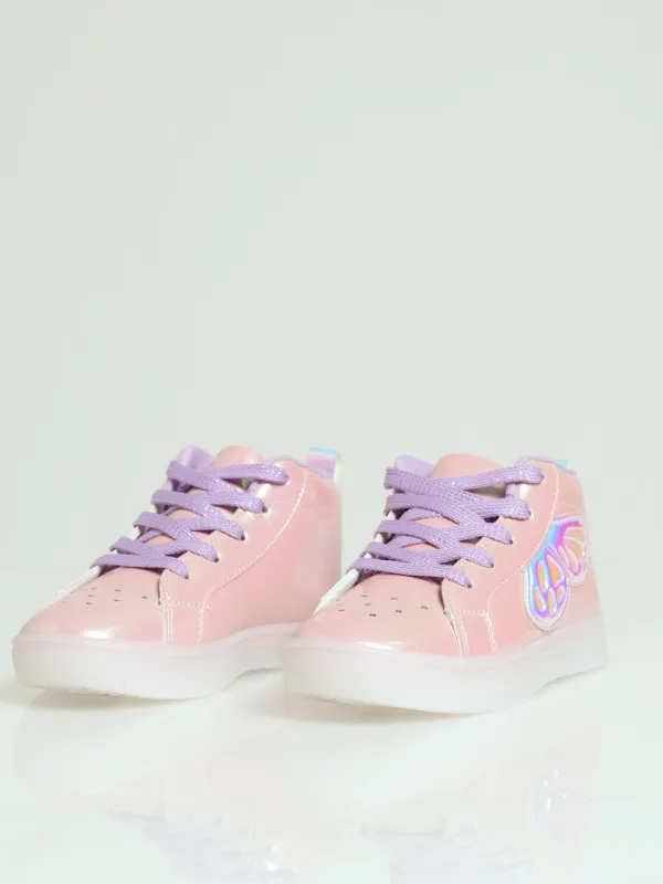 Girls Holo Wing Lightup Hitop Sneaker - Pink sold by Edgars