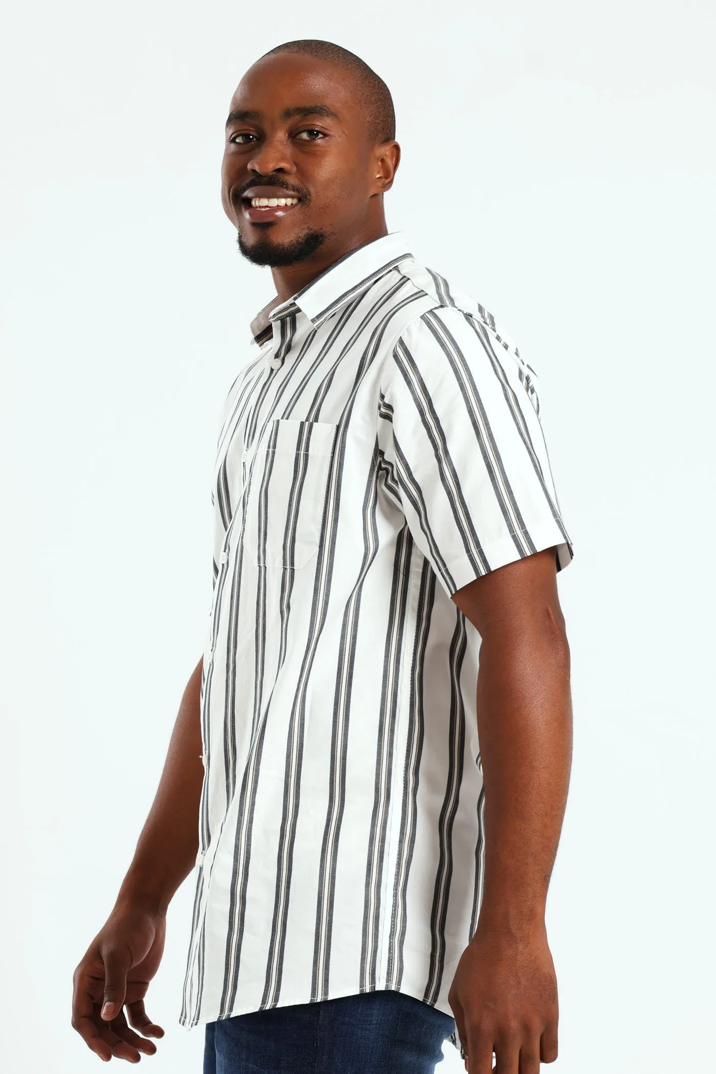 Short Sleeve Stripe Shirt - White sold by Edgars product image thumbnail 3