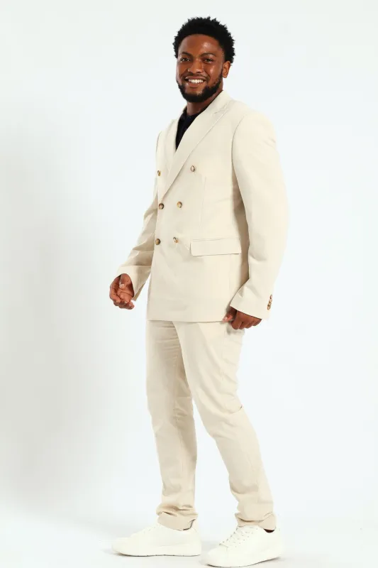 Slim Double Breasted Blazer - Neutral made by Edgars