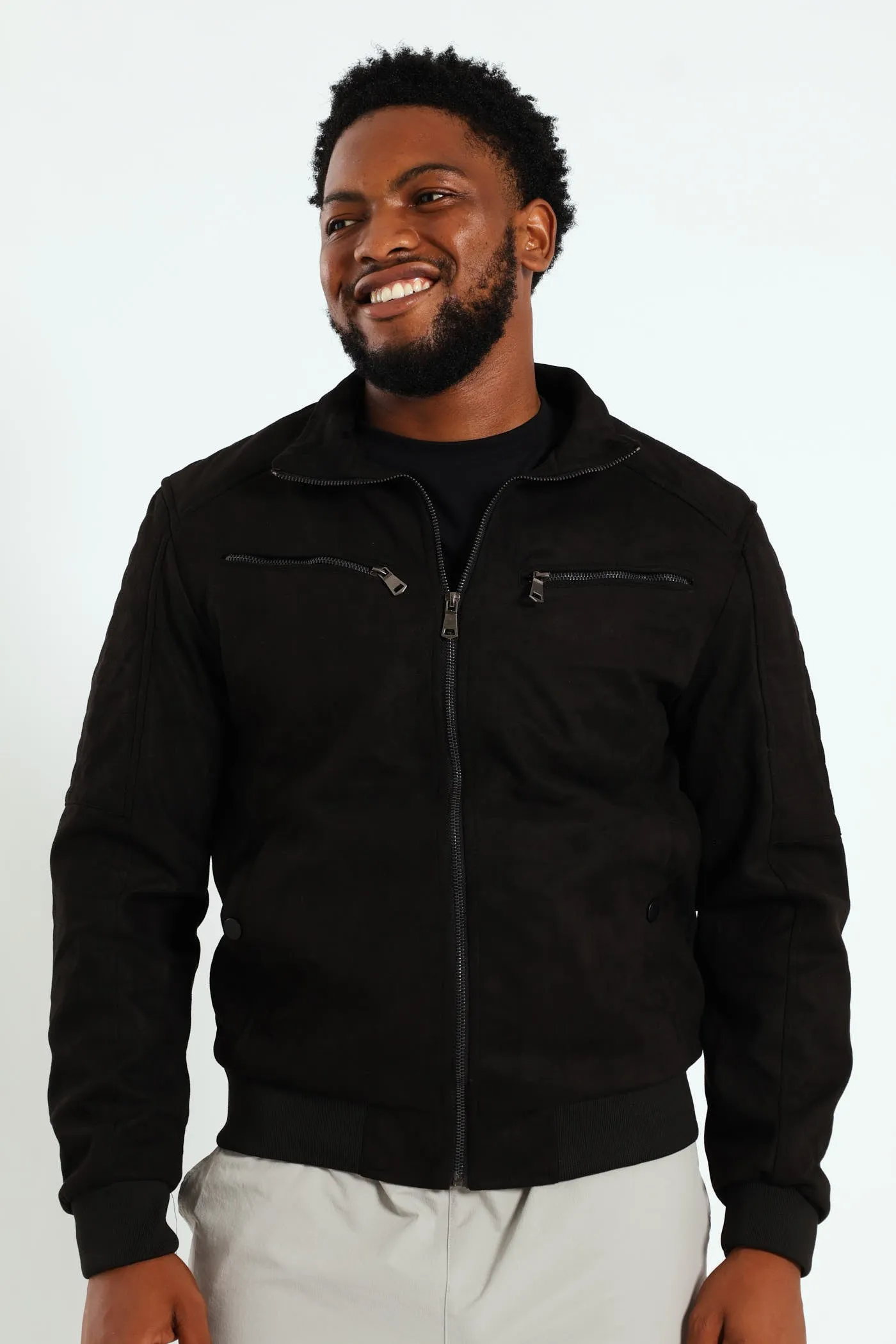 Smart Suede Jacket - Black sold by Edgars