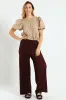 Plisse Wideleg Pants - Bitter Chocolate sold by Edgars 