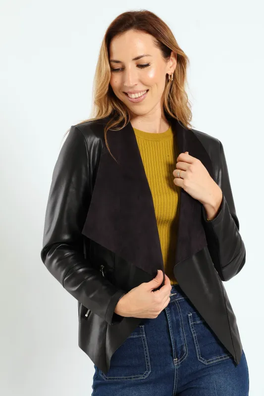 Pu Waterfall Jacket - Black sold by Edgars 