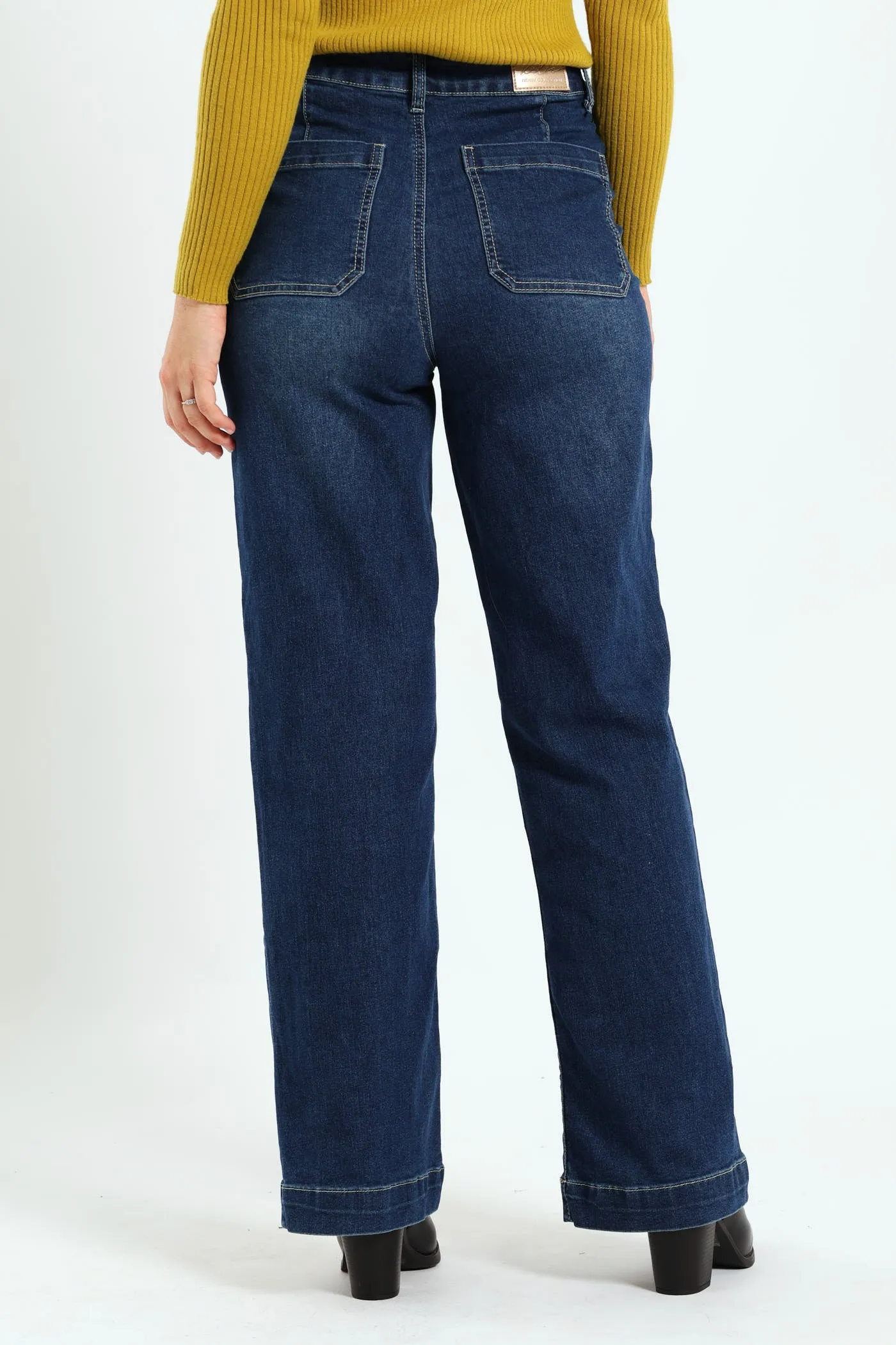 High Rise Pocket Detail Wide Leg Jean - Dark Wash sold by Edgars product image thumbnail 3