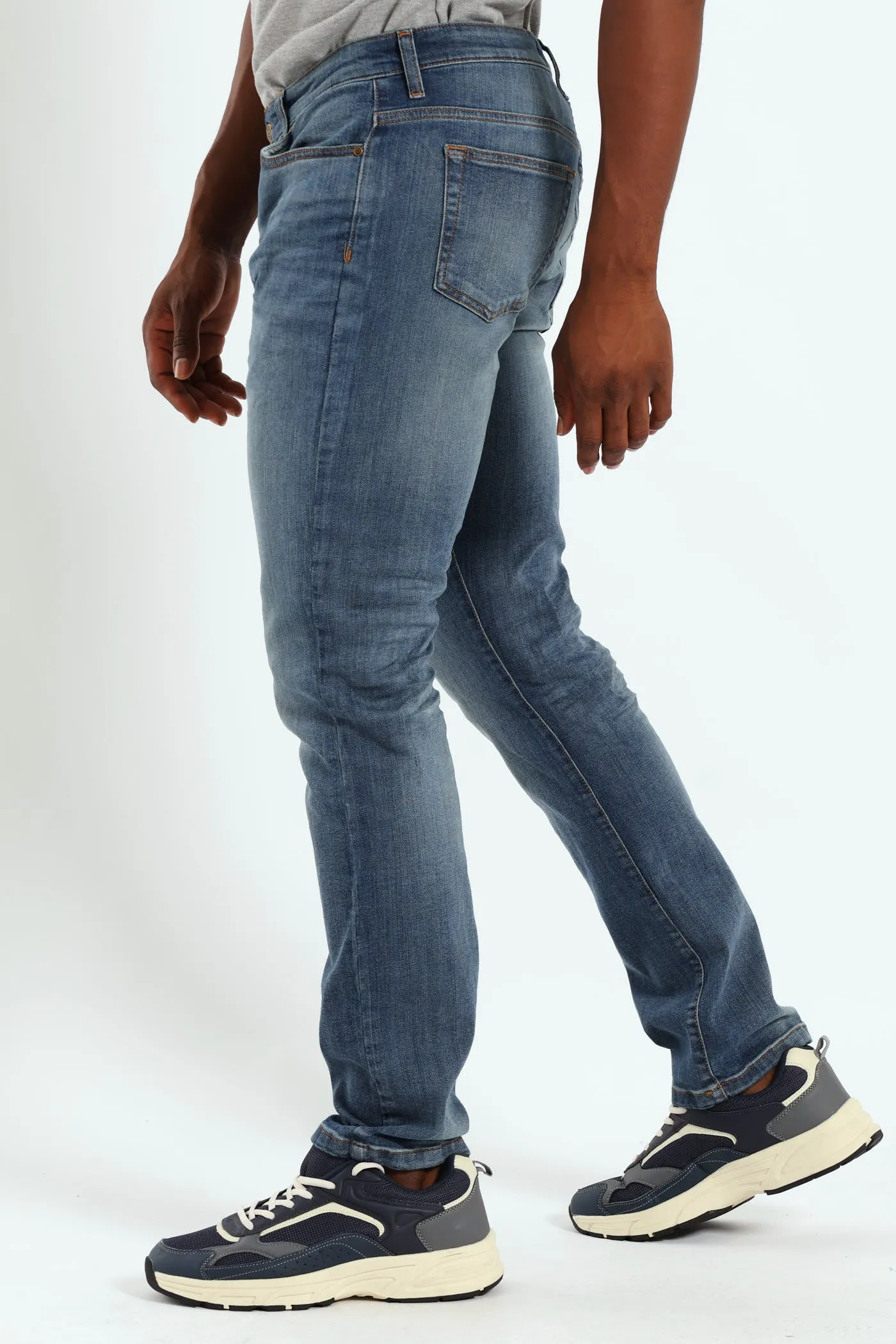 Mid Tint Blasted & Creased Slim Denim - Mid Blue sold by Edgars product image thumbnail 2