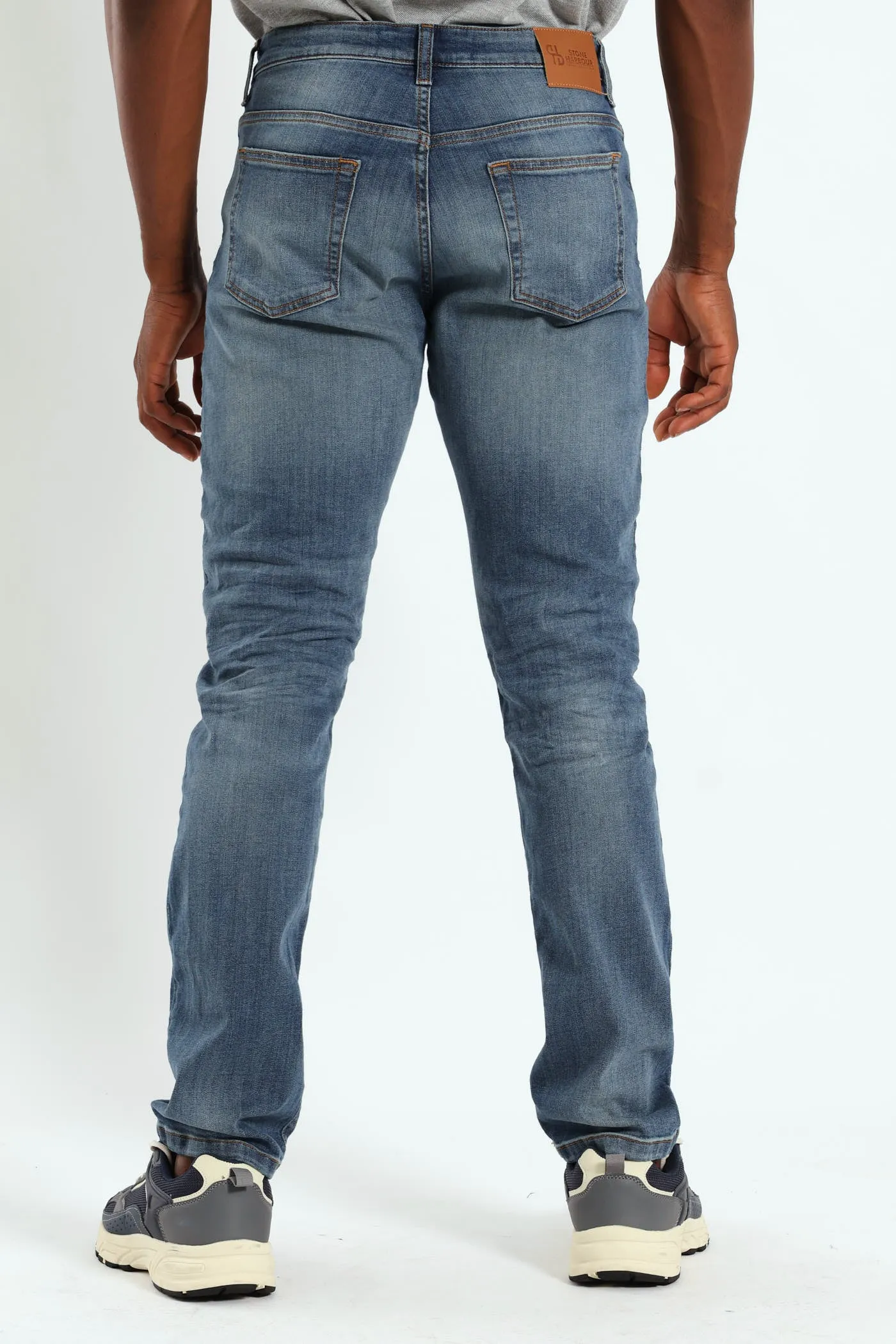 Mid Tint Blasted & Creased Slim Denim - Mid Blue sold by Edgars product image thumbnail 3