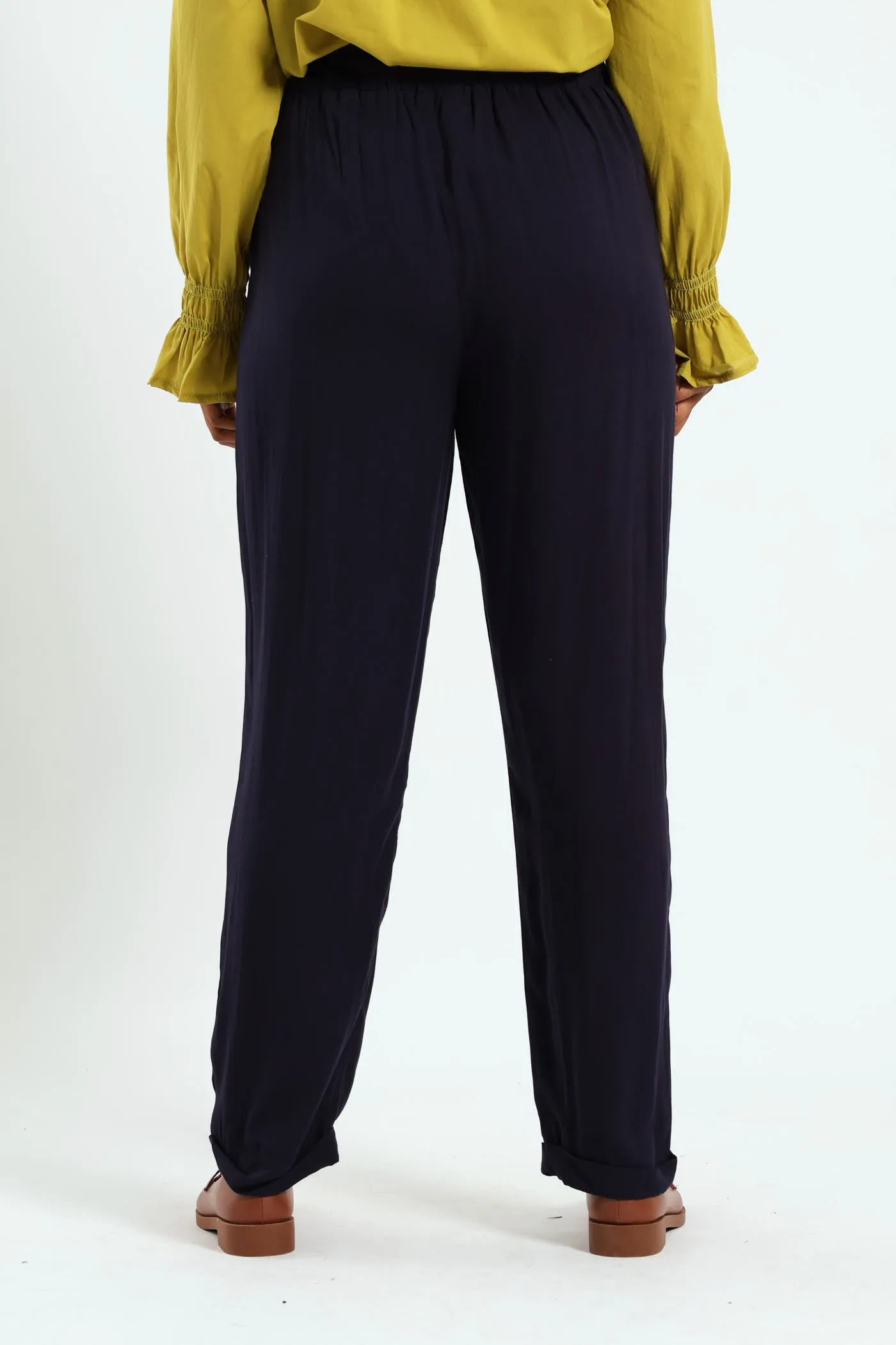 Pull On Self Tie Pleated Tapered Leg Pant - Navy sold by Edgars  product image thumbnail 3