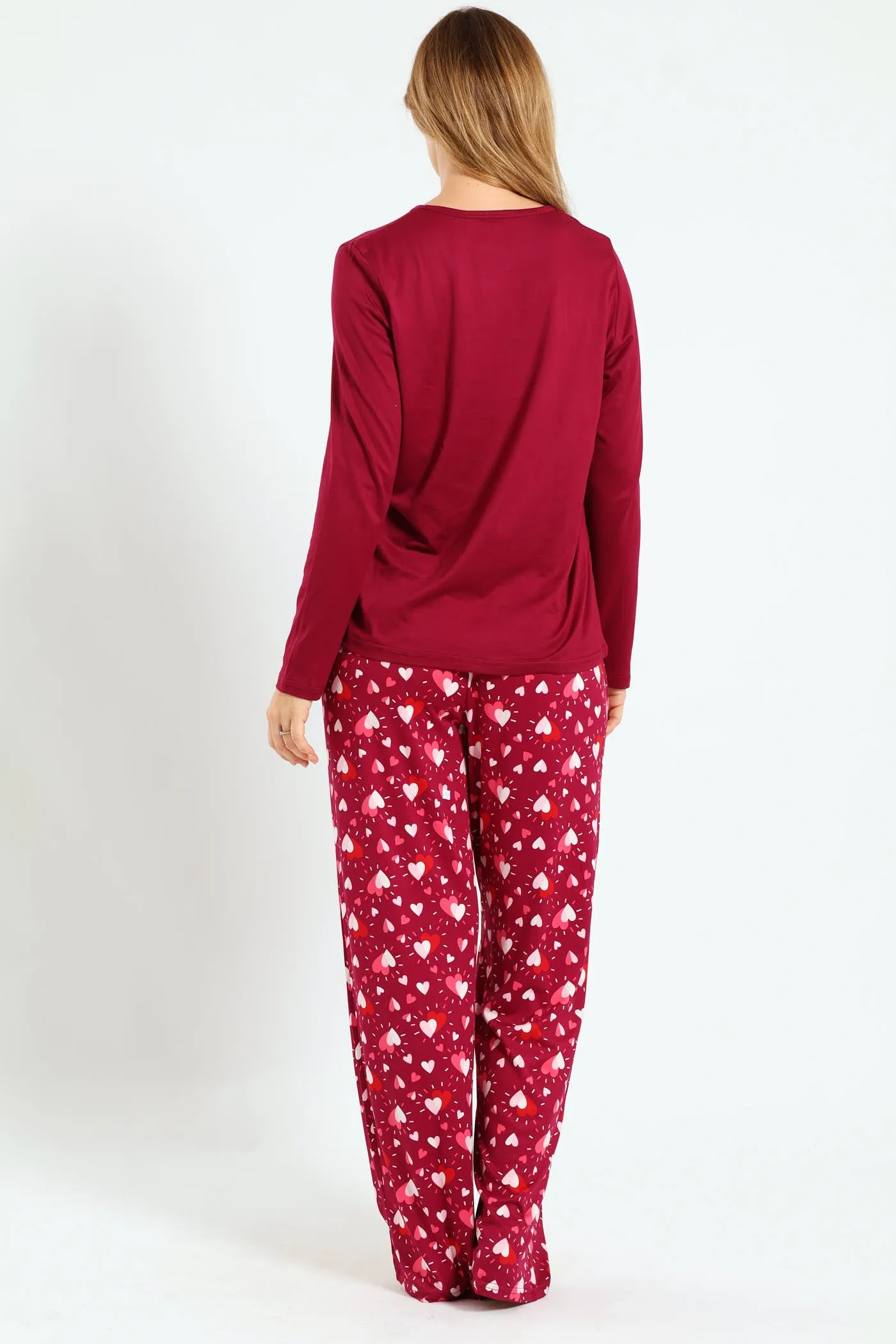Long Sleeve Top & Pant Sleep Set - Burgundy sold by Edgars product image thumbnail 3