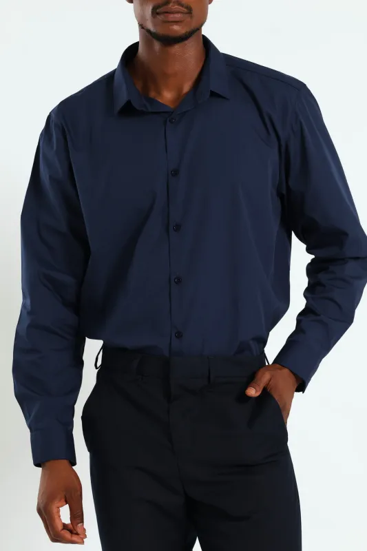 Easy Care Long Sleeve Shirt - Navy sold by Edgars 