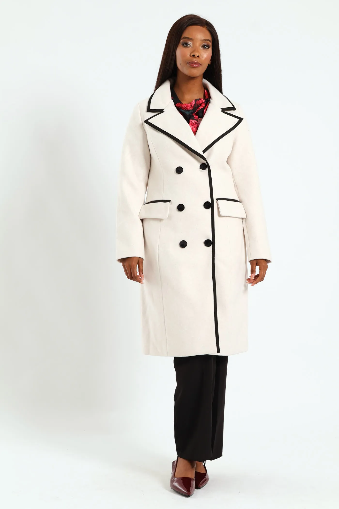 Double Constrast Tipped Melton Coat - Oatmeal sold by Edgars product image thumbnail 2